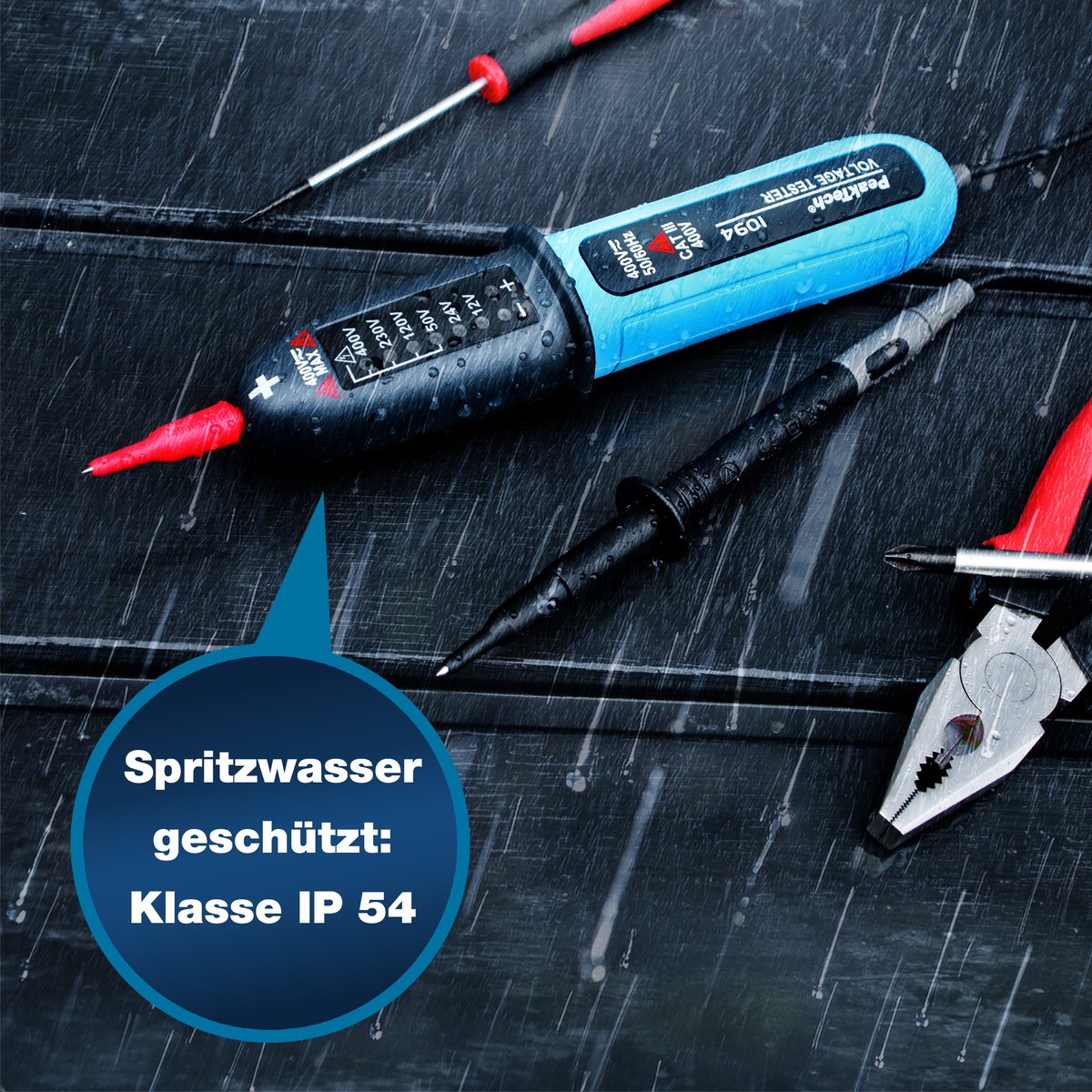 Divpolu sprieguma testeris, 12–400 V AC/DC, LED indikācija, P 1094