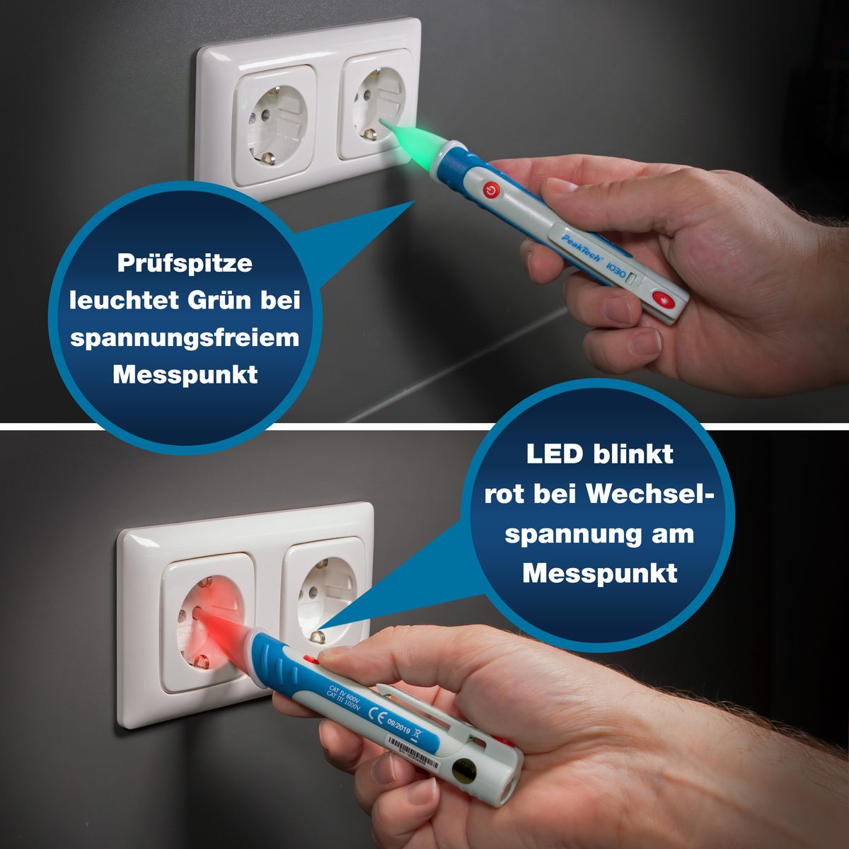 Bezkontakta maiņsprieguma detektors, 50–1000 V AC, P 1030