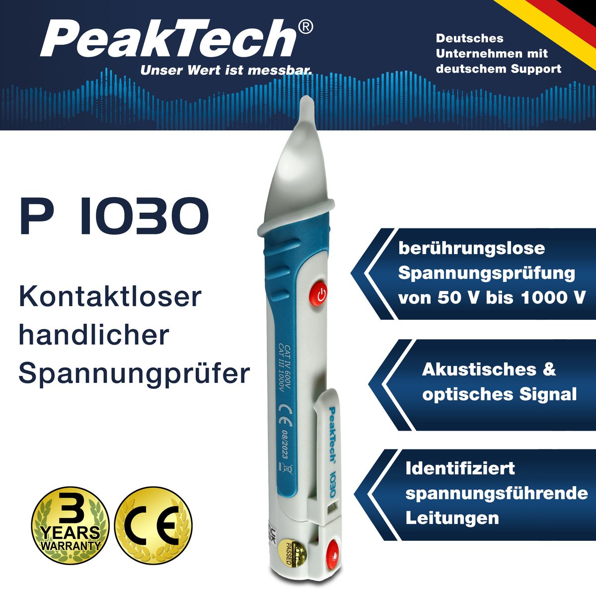 Bezkontakta maiņsprieguma detektors, 50–1000 V AC, P 1030