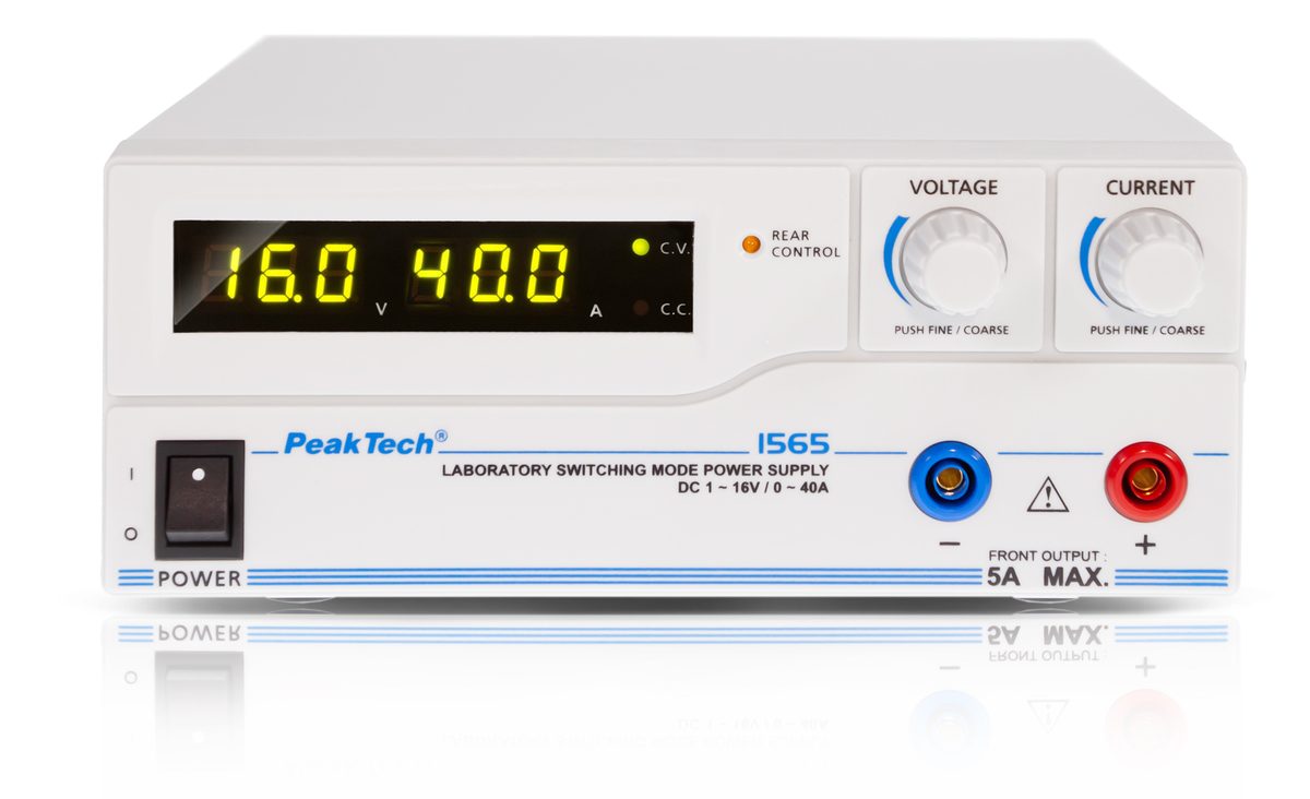 Līdzstrāvas laboratorijas barošanas avots, 1 - 16 V/0 - 40 A & USB, P 1565