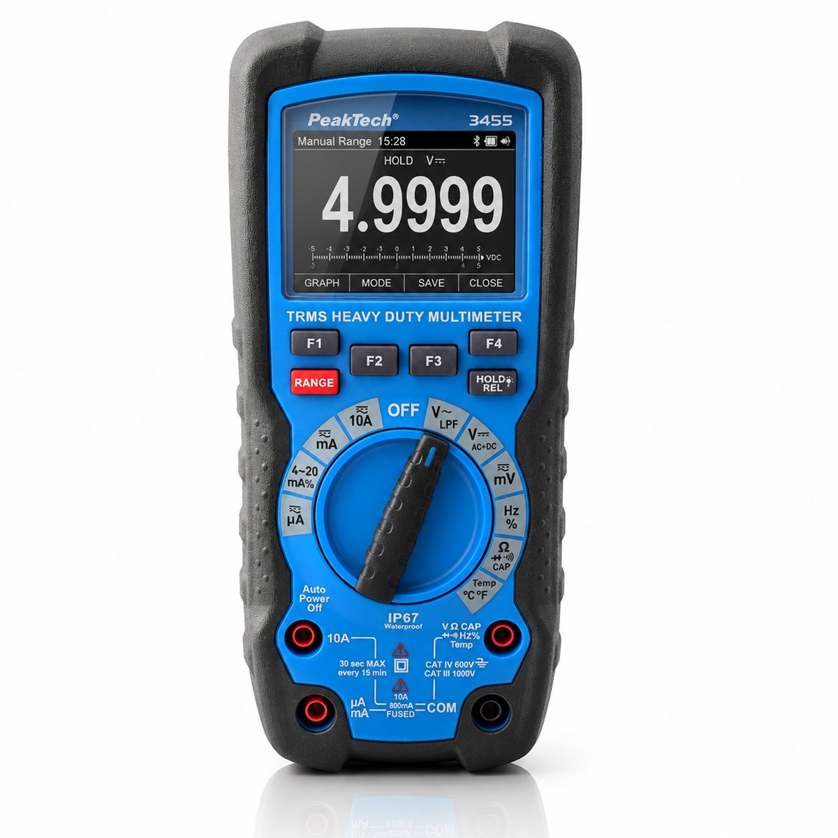 Izturīgs grafiskais multimetrs, 50 000 vienību indikācija, TFT, 1000 V AC/DC, True RMS, IP67, Bluetooth, P 3455