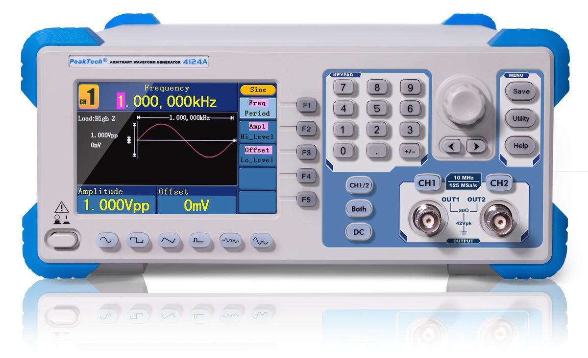 Patvaļīgas formas signālu ģenerators, 2 kanāli, 1 µHz–10 MHz, 10 W pastiprinātājs, P 4124 A