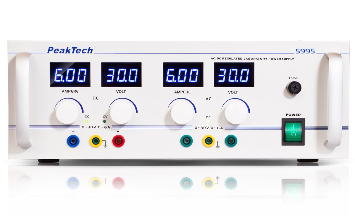Laboratorijas barošanas bloks AC/DC, 0–30 V/0–6 A, P 5995