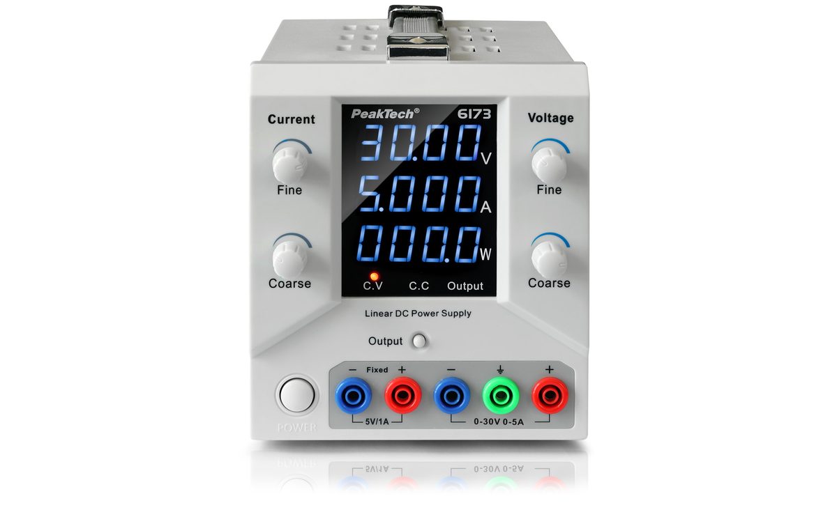 Laboratorijas barošanas avots 0-30 V / 0-5 A DC & USB, P 6173
