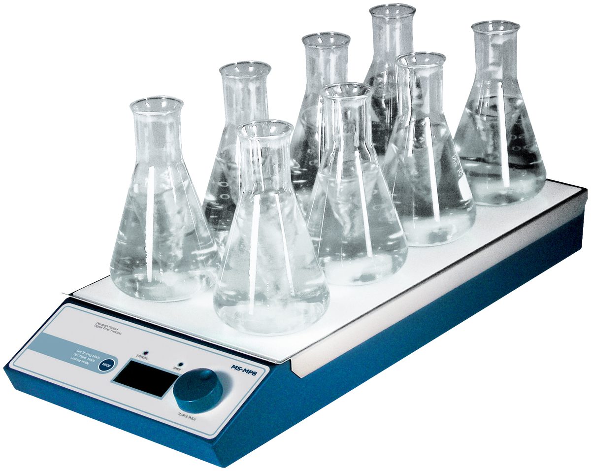 Multi-Position Magnetic Stirrer MS-MP, Digital, 4/8 Positions, 1200 rpm, Stainless Steel Plate