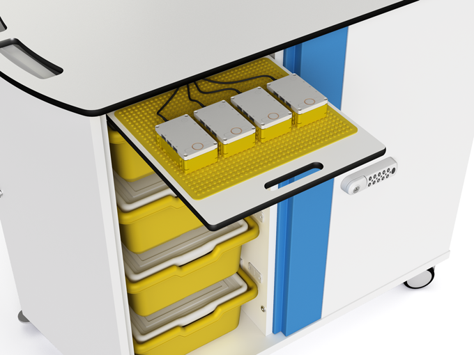 LEGO uzlādes ratiņi ar USB-A uzlāde un micro USB kabeļi